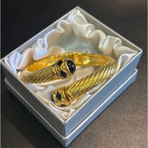 Joan Rivers classic gold rhinestone snake bracelet